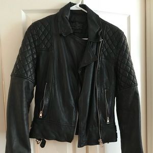 All saints women’s leather moto jacket.